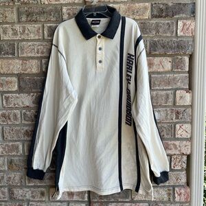 🍒💣 Harley Davidson Henley style long sleeve polo